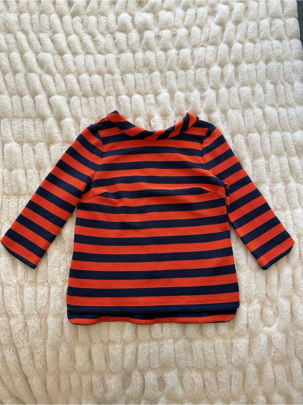 Boden Orange & Navy Striped 3/4 Sleeve Top